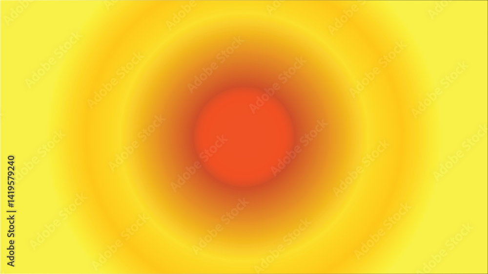 Poster abstract gradient design featuring concentric circles of yellow and orange radiating from a central 