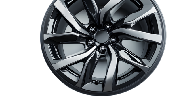 Shiny Alloy Car Rim for Wheel on White Background