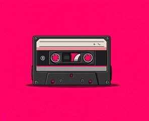Obraz premium Flat graphics of retro cassette tapes on vibrant backgrounds. AI generated image