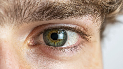 Obraz premium close up of young man eye, showcasing intricate details and vibrant colors, evokes curiosity and wonder