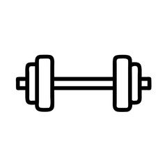 *Barbell Icon in Minimalist Black & White Linear Style &ndash; Strength Training & Gym Fitness Symbol on Clean White Background with Copy Space*  