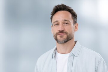 Fototapeta premium portrait of smm specialist against blurred background