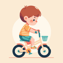 vector image of a child playing with a bicycle