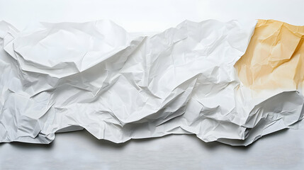 Obraz premium Crumpled White Paper With Orange Accent