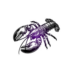 Closeup of a fresh raw crayfish with claws on a black background