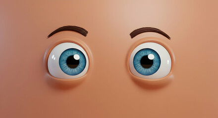 Wide Eyed Cartoon Face Looking Ahead in Surprise