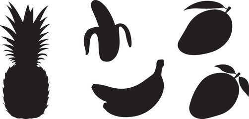 silhouette set of fruit vector