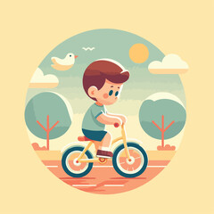 vector image of a child playing with a bicycle