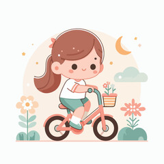 vector image of a child playing with a bicycle