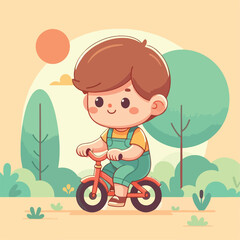 vector image of a child playing with a bicycle