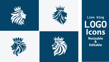 Lion king logo. icons set of lion king. logo designs