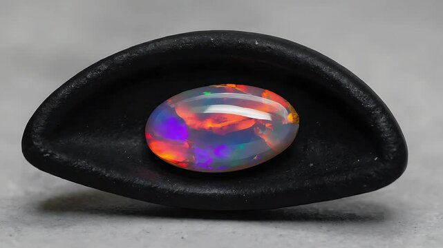 Bright fire opal gemstone closeup