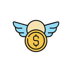 Obraz premium flying coin payment on white background