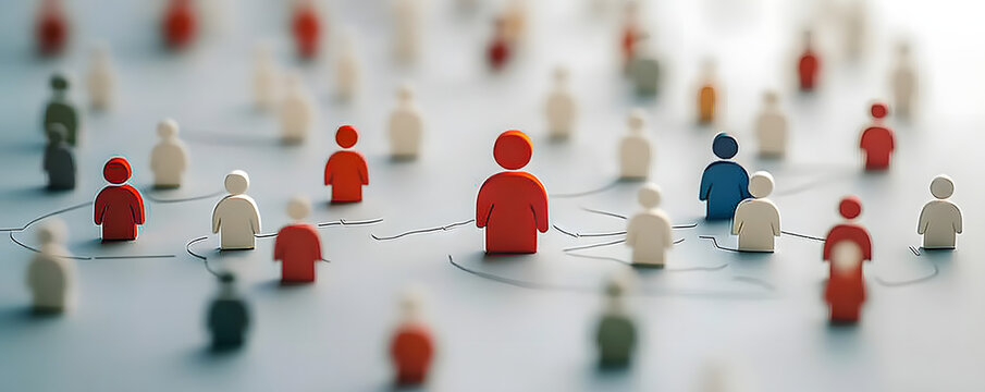 Target audience map, with digital icons representing different consumer groups, 3D illustration