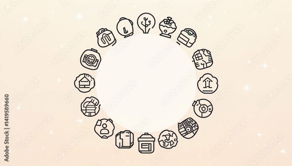 Poster creative icon design showcase digital art conceptual circle minimalist environment top view visual c