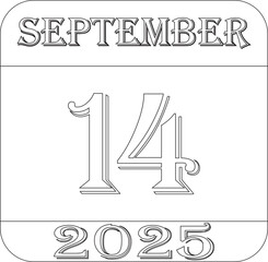 September calendar 2025 line art icon .Calendar Event schedule date.calendar date icon on white background.Agenda plan, september month schedule calendar and Time planner.Meeting appointment time.