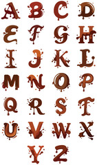 Naklejka premium Melting Chocolate Lettering Font with Drip and Splatter Design