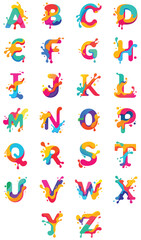 Colorful Alphabet Letters with Creative Paint Splatter Effect