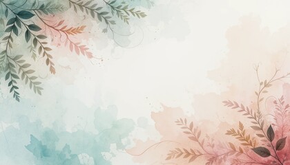 Botanical illustration design abstract watercolor background creative art soft color palette artistic concept