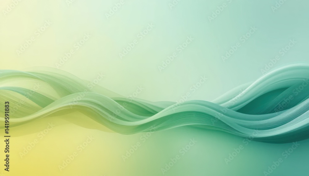 Poster flowing abstract waves digital art calm environment soft colors fluid motion conceptual design for v
