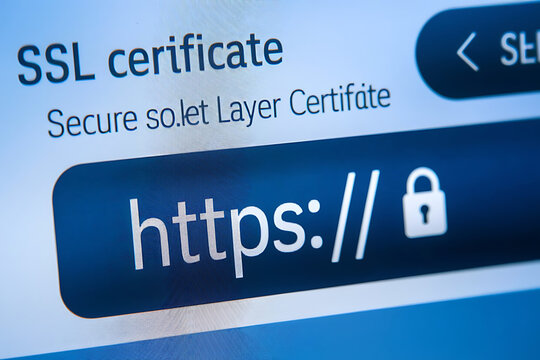 Close-Up of Browser Window with Lock Icon for HTTPS Encryption and Cybersecurity, ssl lock, ssl padlock, website design, ssl badge, ssl shield, Https, TLS, SSL certificate