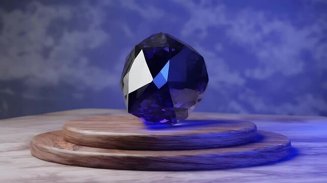 Deep blue sapphire on transparent base