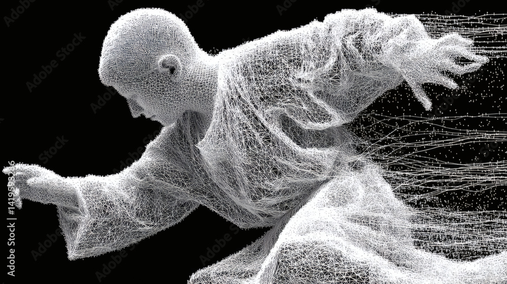 Poster dynamic 3d representation of human movement in abstract form