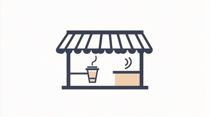 Outdoor Coffee Shop Icon, Simple Illustration, Street Vendor, Background