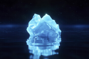 Obraz premium glowing iceberg reflects beautifully on calm water, creating serene and captivating atmosphere