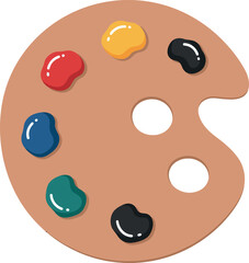 Artist paint palette with colorful paint dabs in flat minimal style vector illustration