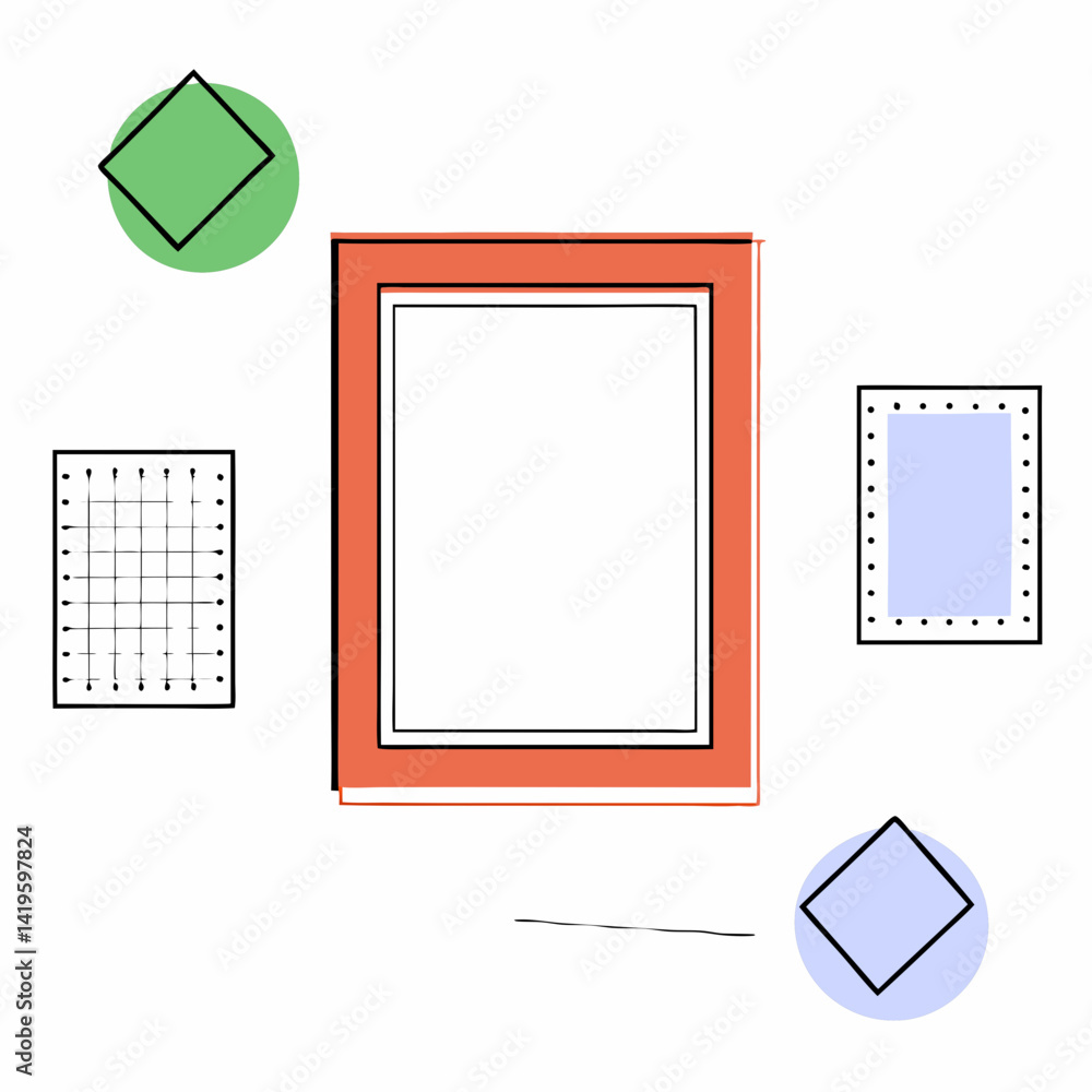 Poster colorful geometric frames on clean background create modern and artistic layout for showcasing image