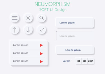 3D Neumorphic Soft UI Design. 3D Bottons.