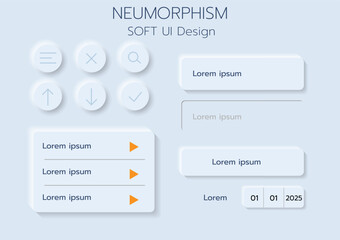 3D Neumorphic Soft UI Design. 3D Bottons.