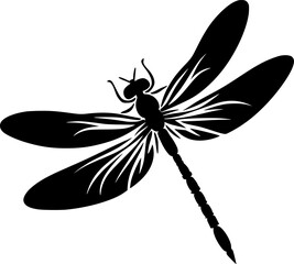 Elegant Black and White Silhouette of a Dragonfly