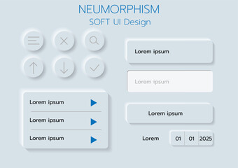 3D Neumorphic Soft UI Design. 3D Bottons.