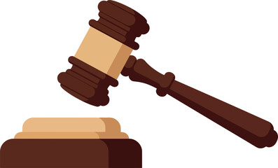 Plakat Wooden judge gavel and sound block flat design legal symbol vector illustration