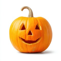 Carved pumpkin with face isolated on white background