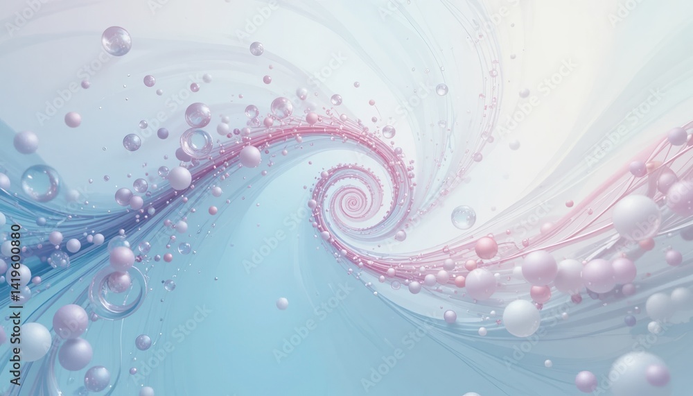 Poster dynamic swirl of colorful bubbles in a tranquil abstract environment digital art calm and serene aes