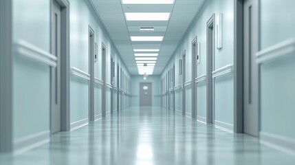 Hospital Corridor with Doors