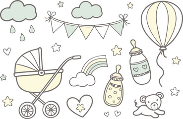 Pastel Baby Shower Clipart Pack for Invitations and Decor. Cute Baby Shower Clipart Set with Soft Colors and Animals. Hand Drawn Baby Shower Clipart Bundle for Gender Neutral Themes. Baby Shower 