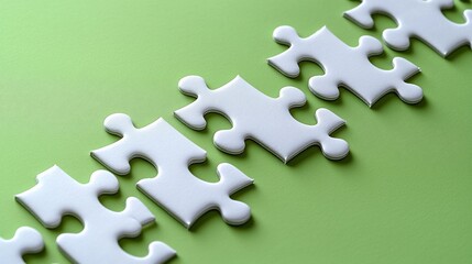 Obraz premium White Puzzle Pieces on Green Background