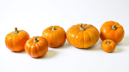 Obraz premium Orange pumpkins on a white background.