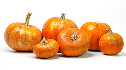 Obraz premium Orange pumpkins on a white background.