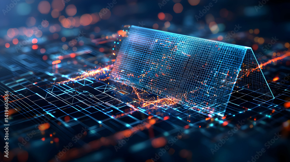 Aufkleber abstract glowing digital wave over circuit pattern
