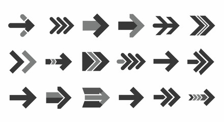 Collection of Various Arrow Icons Pointing Right for Direction and Navigation Purposes