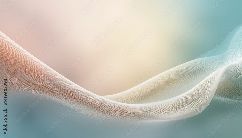 Poster flowing abstract waves digital art soft color palette tranquil environment artistic viewpoint sereni