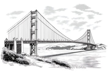 Fototapeta premium Golden Gate Bridge Sketch