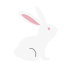 cute white rabbit flat vector illustration set