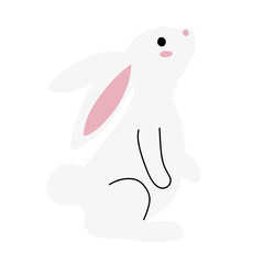 cute white rabbit flat vector illustration set