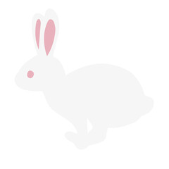 cute white rabbit flat vector illustration set